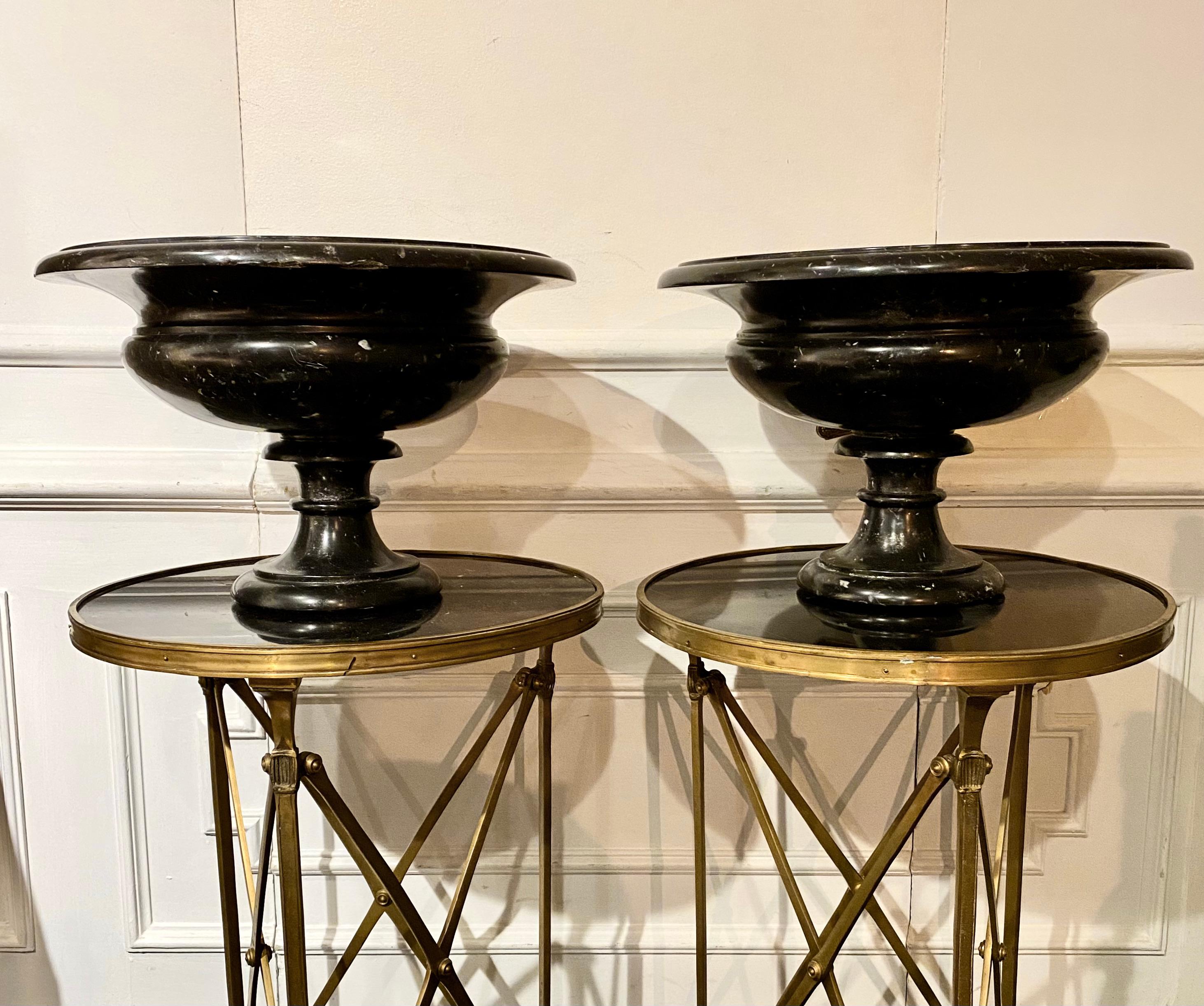 Pair of Large Black Marble Urns For Sale 8