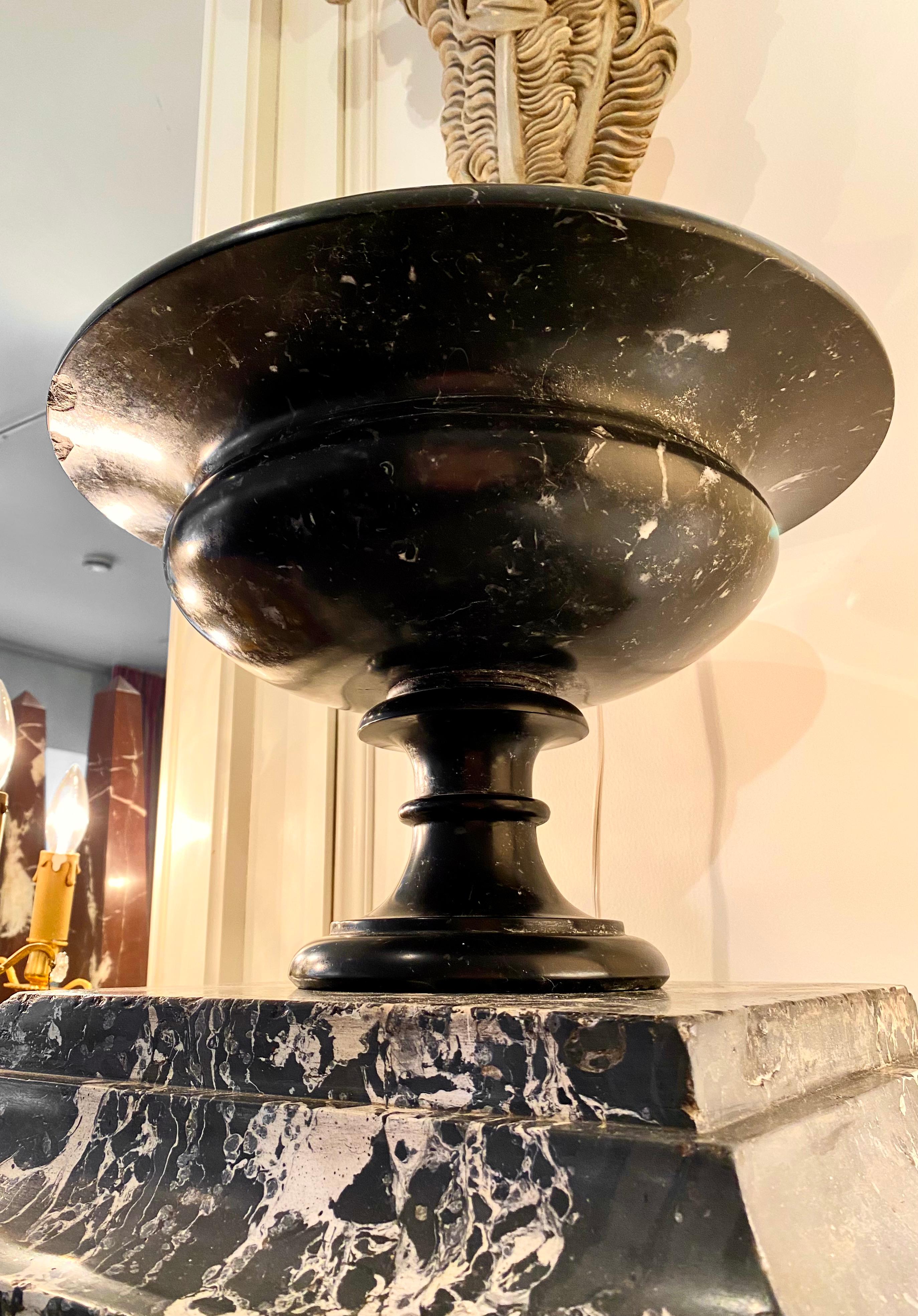Pair of Large Black Marble Urns For Sale 12