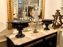 Pair of Large Black Marble Urns