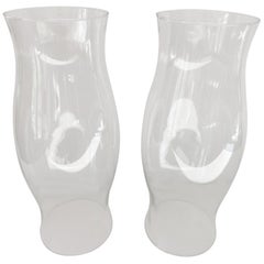 Pair of Large Blown Glass Hurricanes