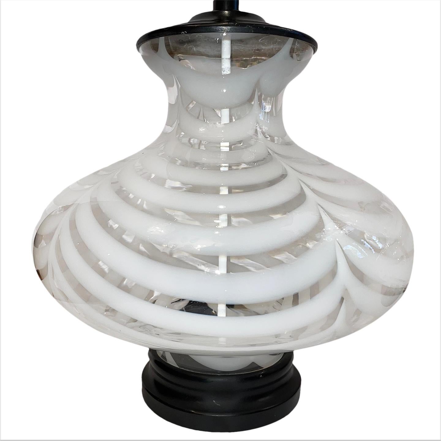 Mid-20th Century Pair of Large Blown Glass Table Lamps For Sale