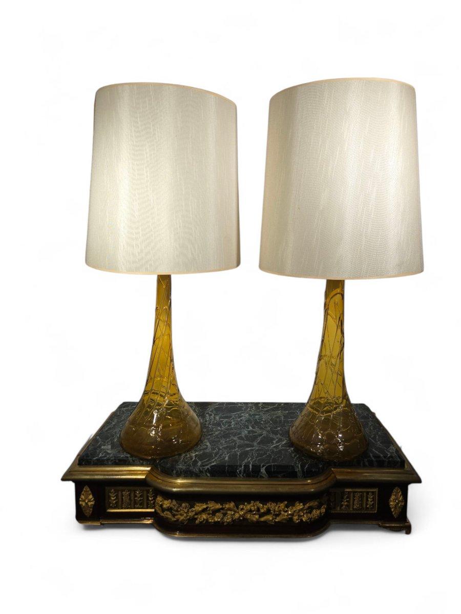 Other Pair of large blown glass vases – Gordiola Glassworks, early 20th century For Sale