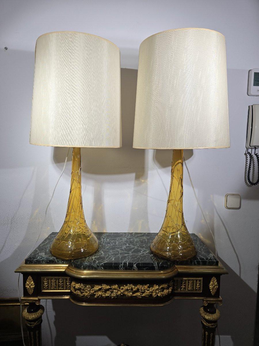 Spanish Pair of large blown glass vases – Gordiola Glassworks, early 20th century For Sale