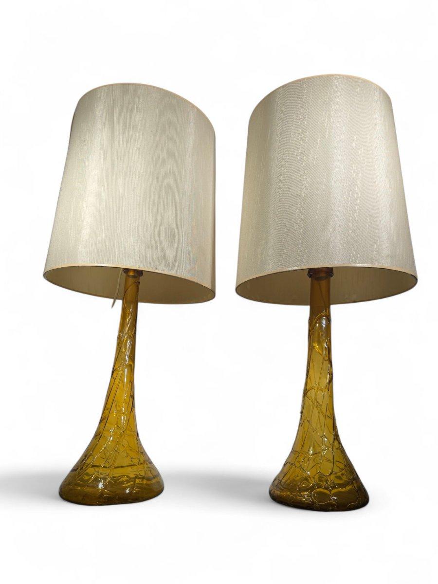 Hand-Crafted Pair of large blown glass vases – Gordiola Glassworks, early 20th century For Sale