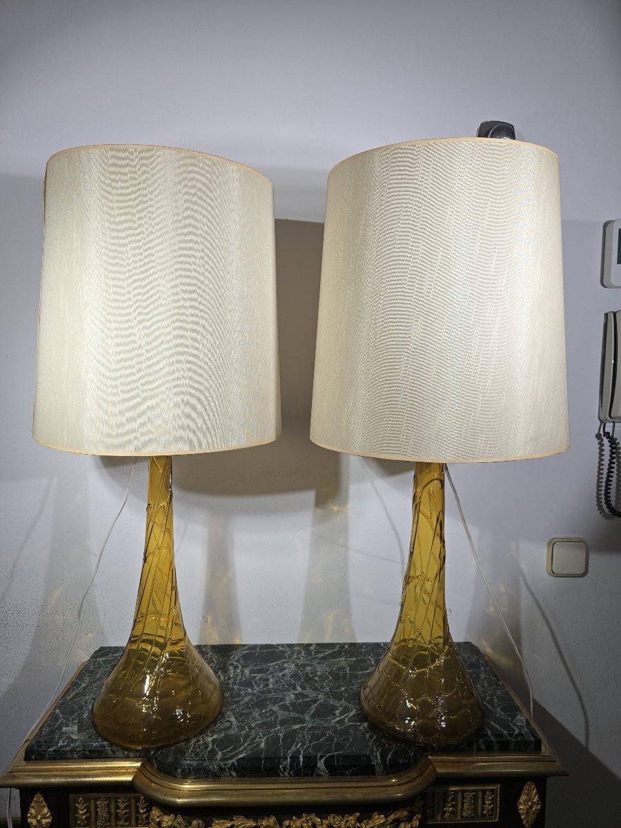 Blown Glass Pair of large blown glass vases – Gordiola Glassworks, early 20th century For Sale