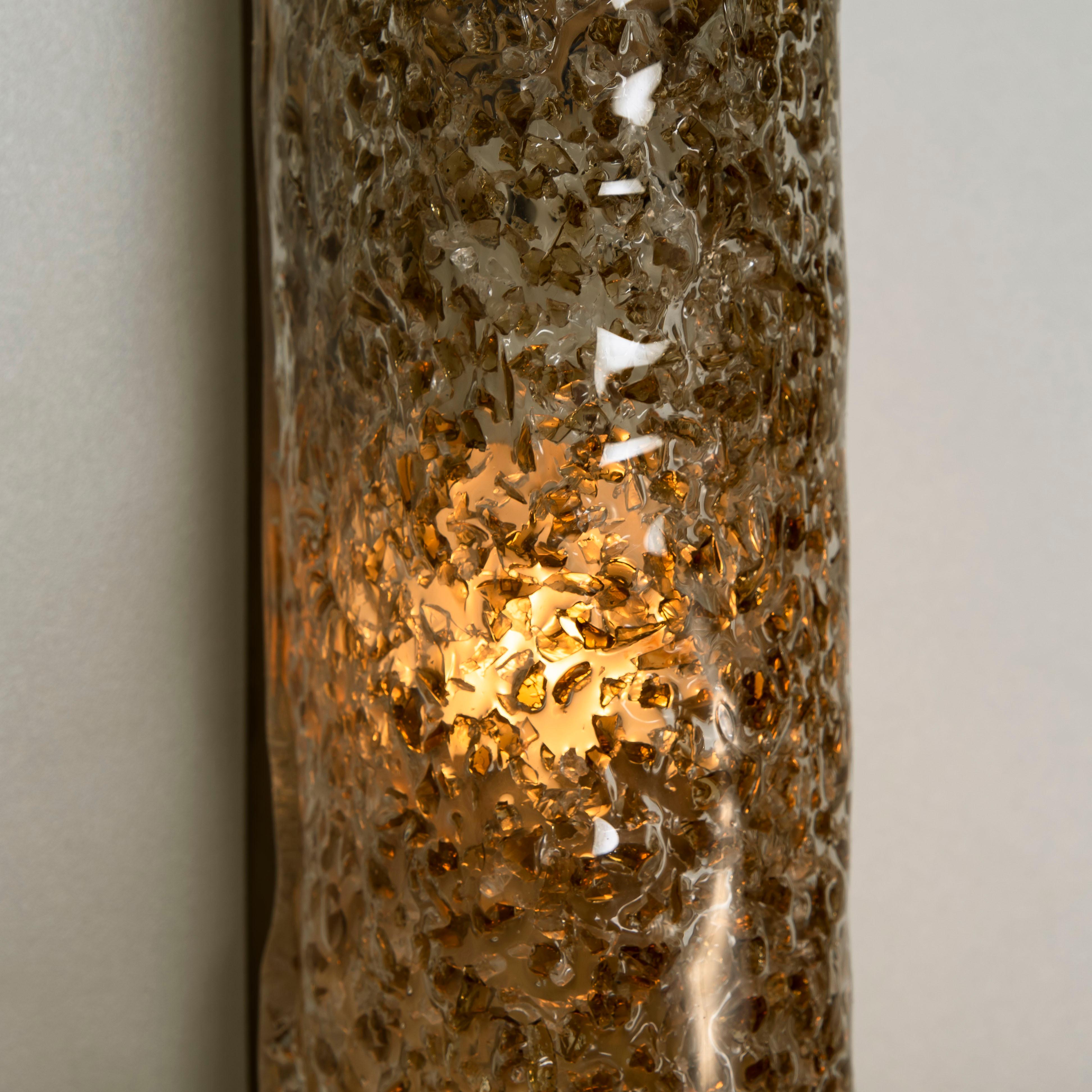 Pair of Large Blown Murano Glass and Brass Wall Lights, 1960 7