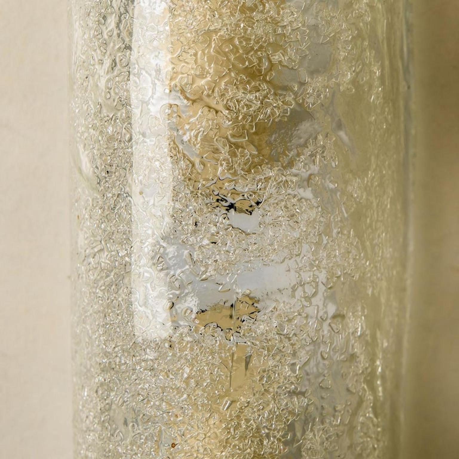 Zwei große Wandleuchten aus geblasenem Muranoglas und Messing von Hillebrand (Moderne der Mitte des Jahrhunderts) im Angebot