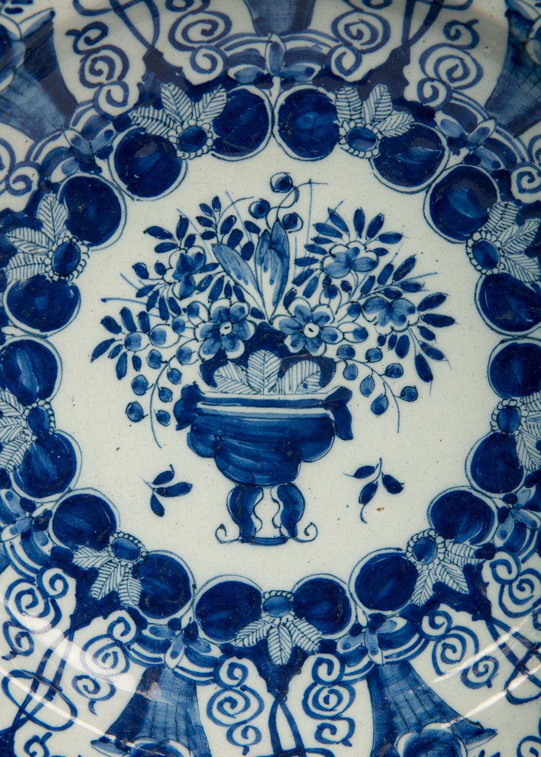 Pair of Large Blue and White Delft Chargers Made, circa 1780 9