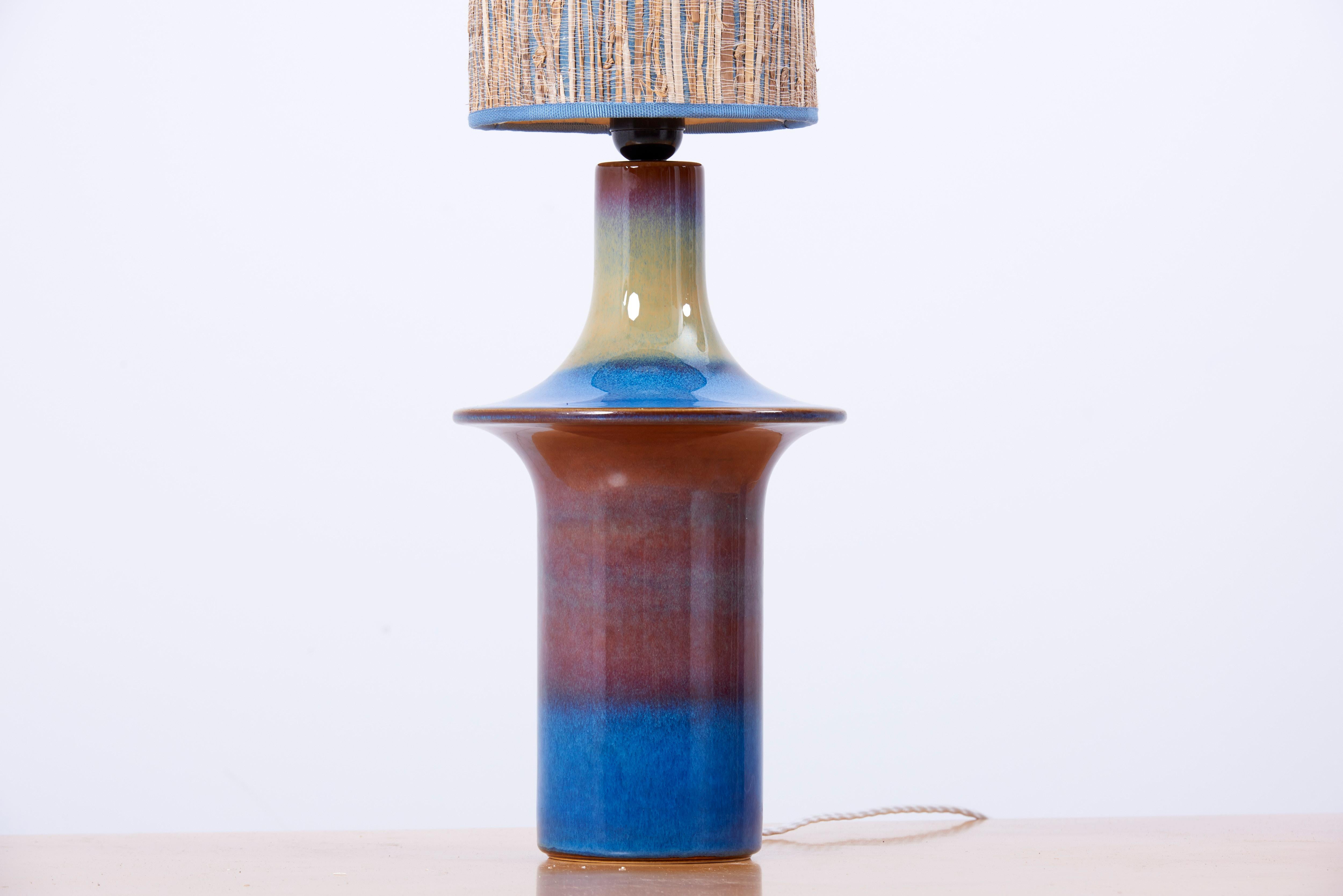 Pair of Large Blue Ceramic Table Lamps by Soholm, Denmark, 1960s 3