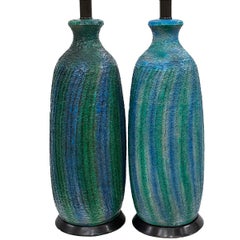 Pair of Large Blue Lamps