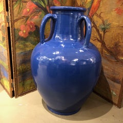 Pair of Large Blue Moroccan Urns
