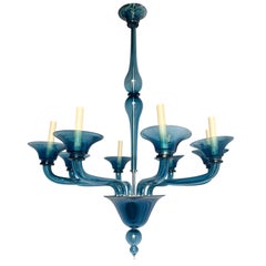 Pair of Large Blue Murano Chandeliers, Sold Individually