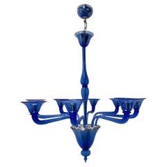 Pair of Large Blue Murano Chandeliers, Sold Individually