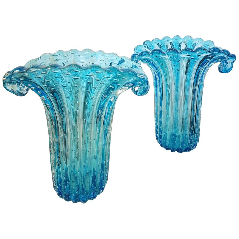 Baroview & Toso Blue Murano Vases, 1970s