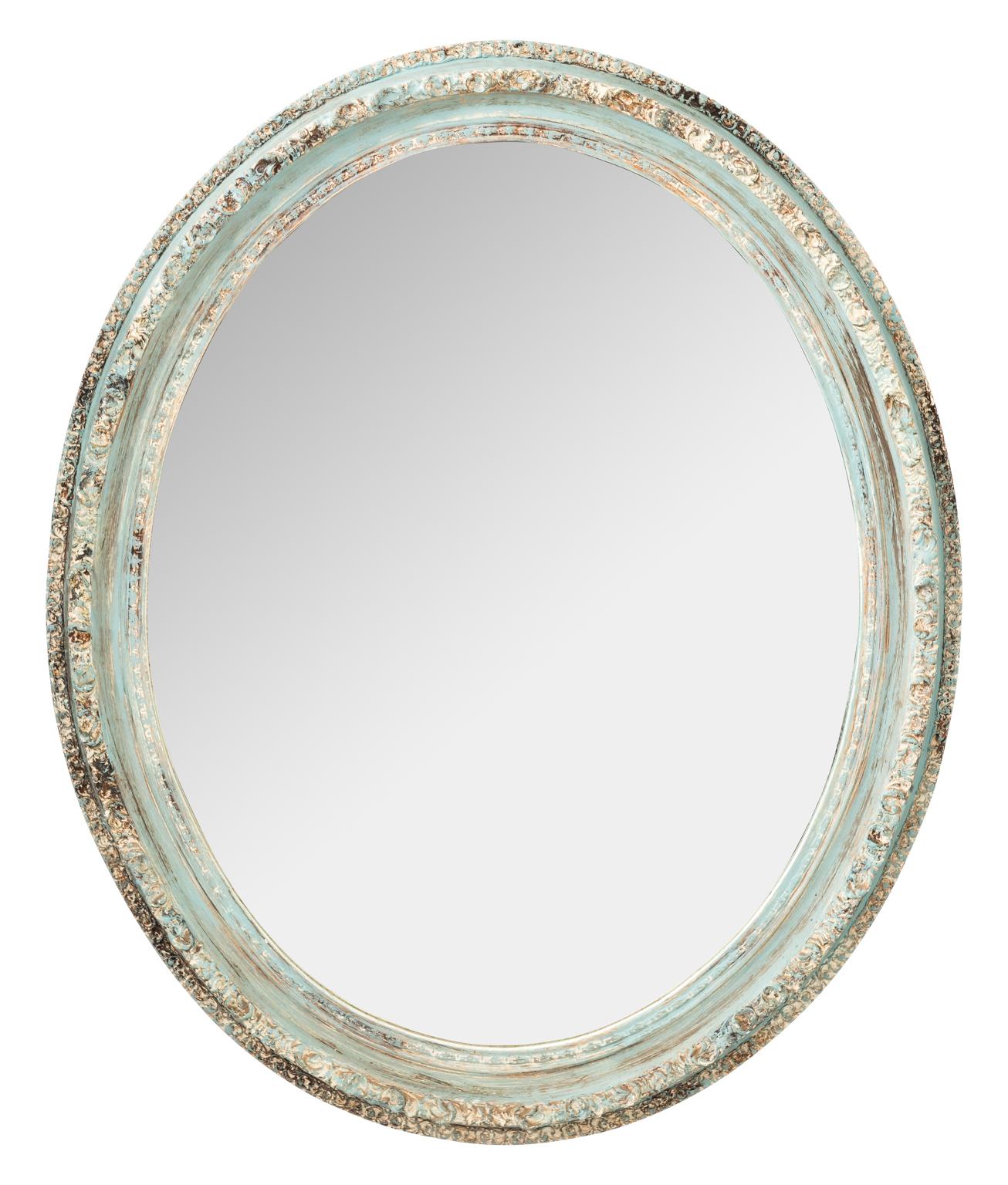 Pair of Large Blue Oval Mirrors 2