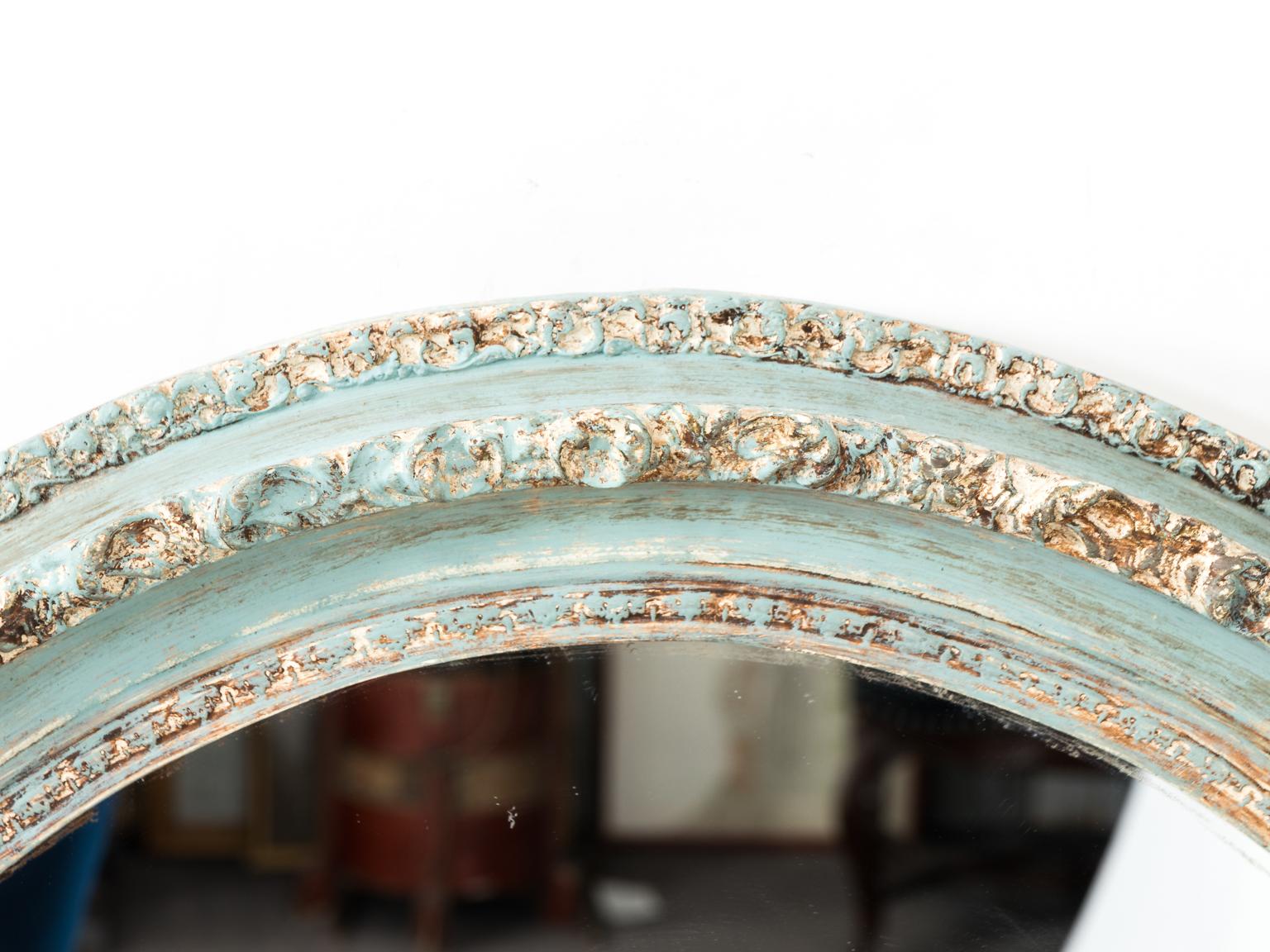Pair of Large Blue Oval Mirrors 4