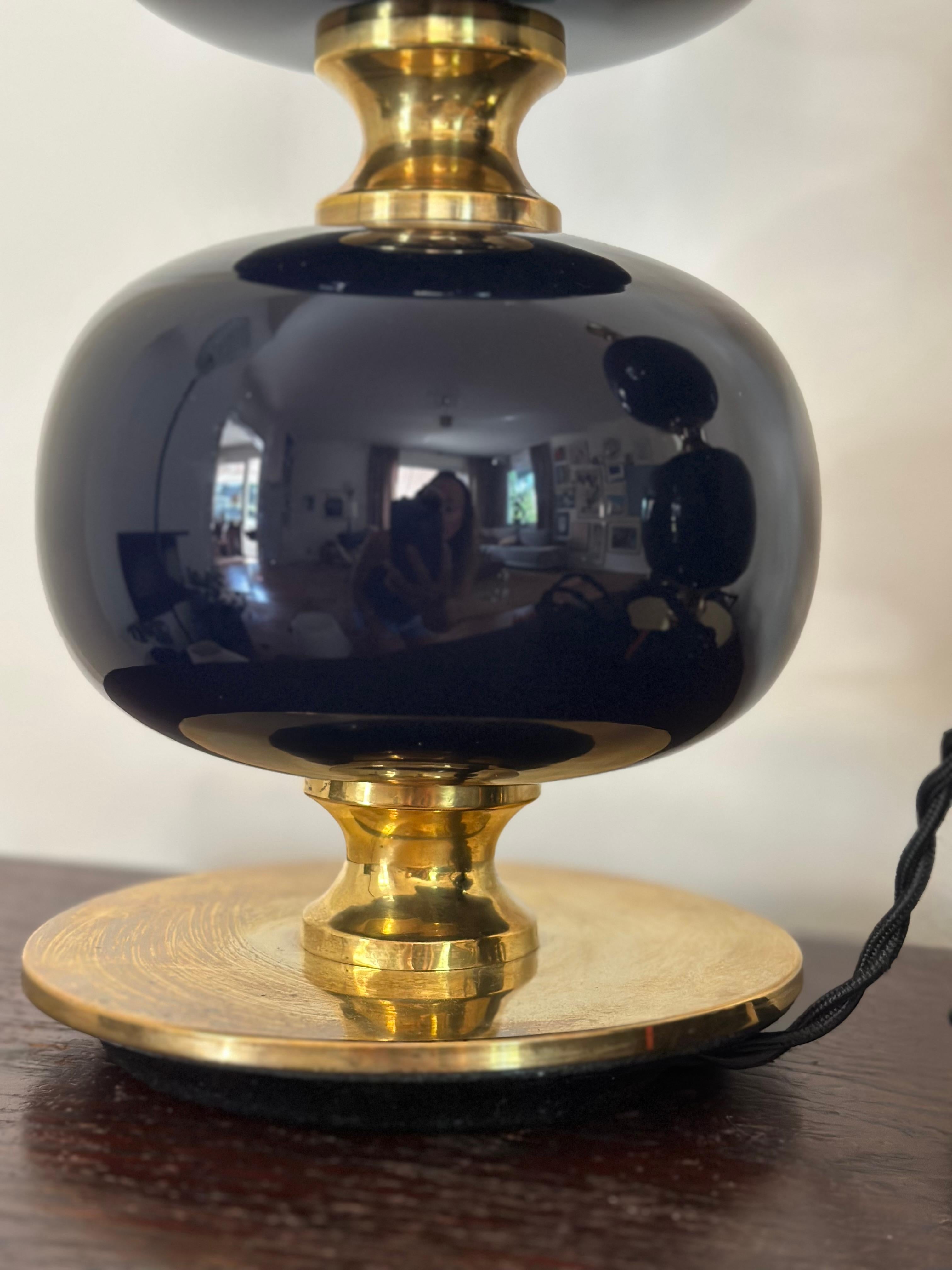 Paire de grandes lampes de table en verre bleu Stilarmatur Midcentury 1960s en vente 3