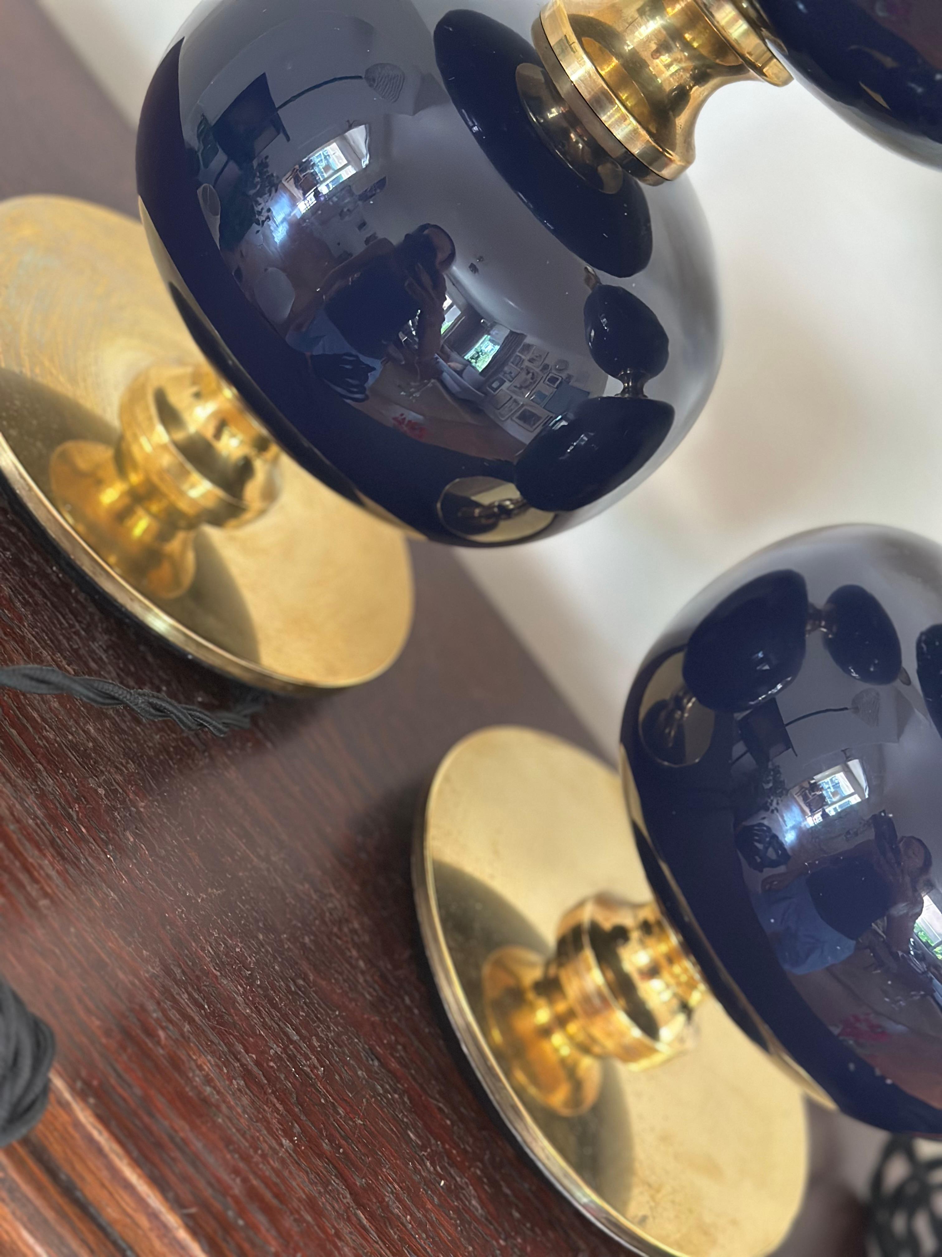 Paire de grandes lampes de table en verre bleu Stilarmatur Midcentury 1960s Bon état - En vente à Bromma, SE