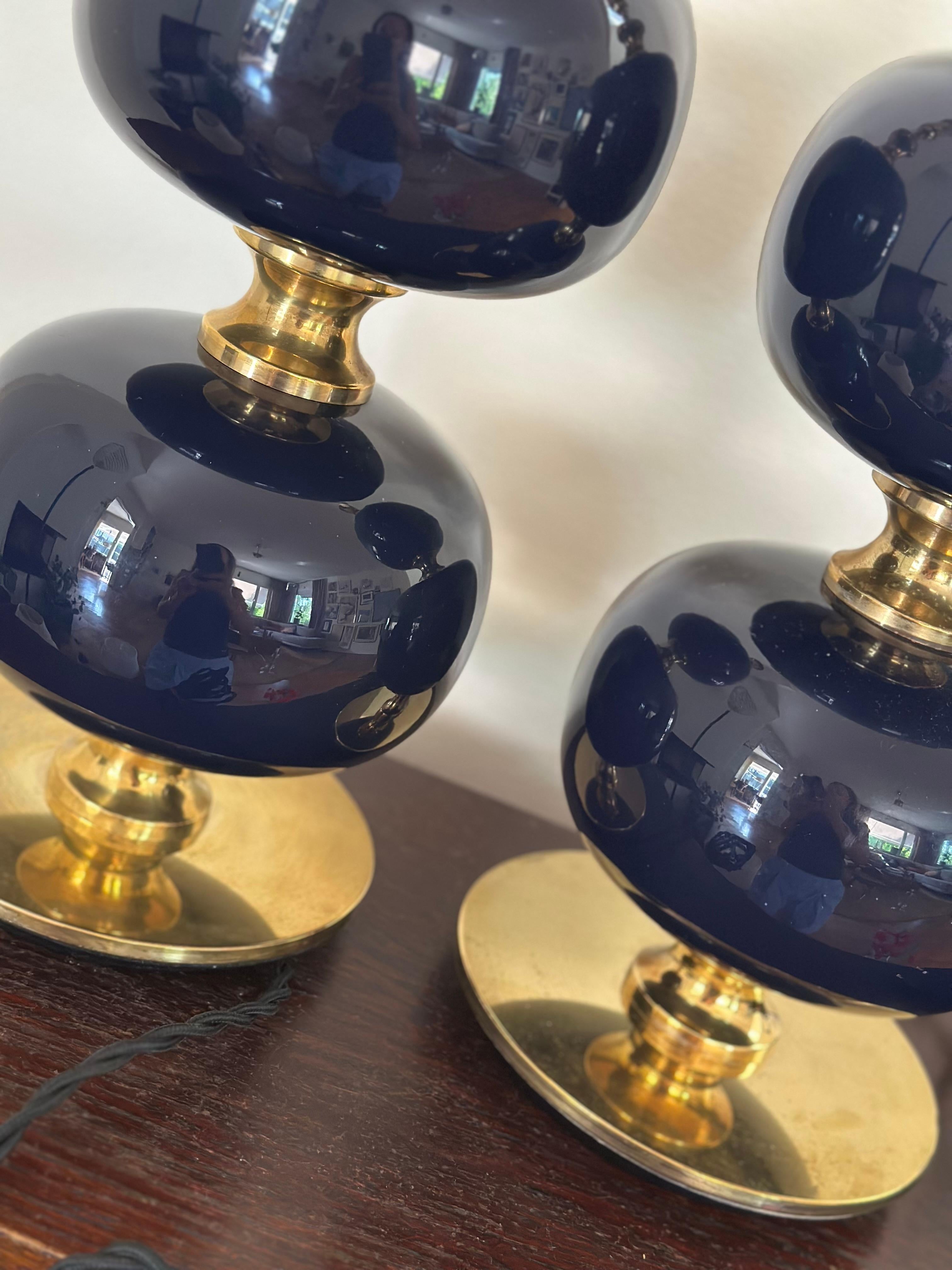 Paire de grandes lampes de table en verre bleu Stilarmatur Midcentury 1960s en vente 1