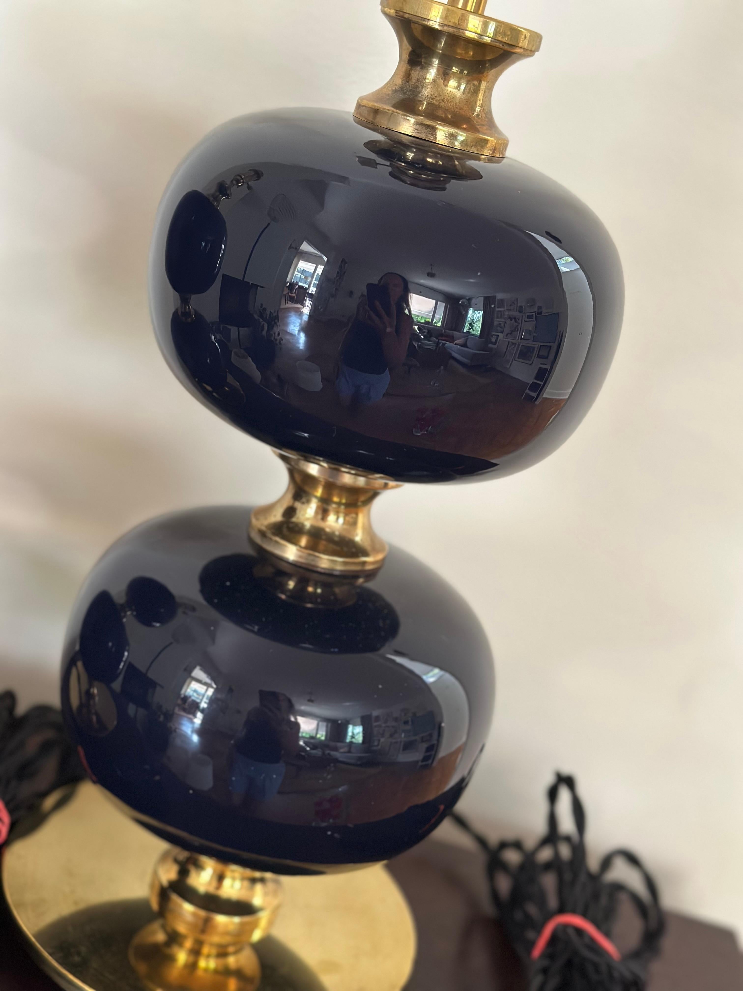Paire de grandes lampes de table en verre bleu Stilarmatur Midcentury 1960s en vente 2