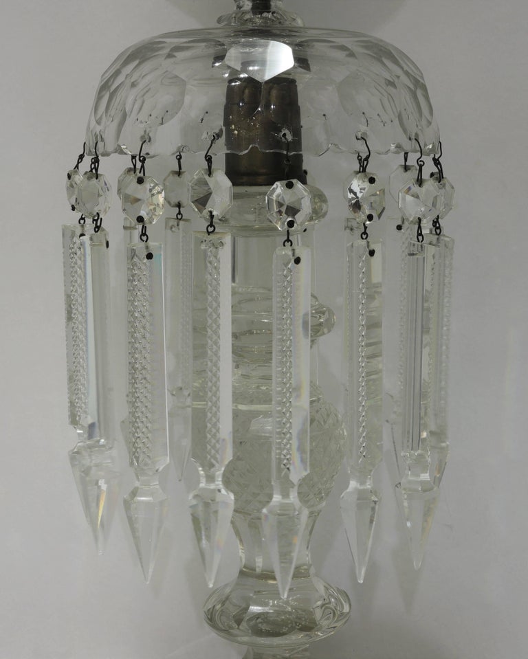 Pair of Large Bohemian Crystal Hurricane Shade Lusters For Sale at 1stDibs
