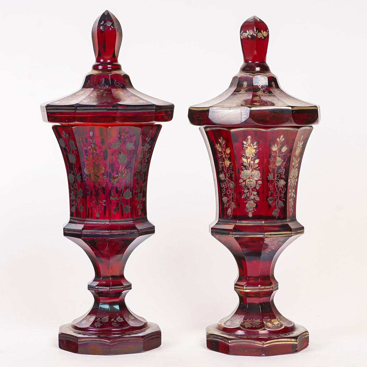 Pair of Large Bohemian Crystal Tumblers, 19th Century, Napoleon III Period. For Sale 3