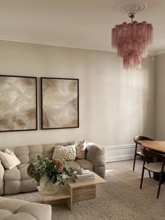 Pair of Large Bold Eclectic Pink Murano Chandeliers Tronchi