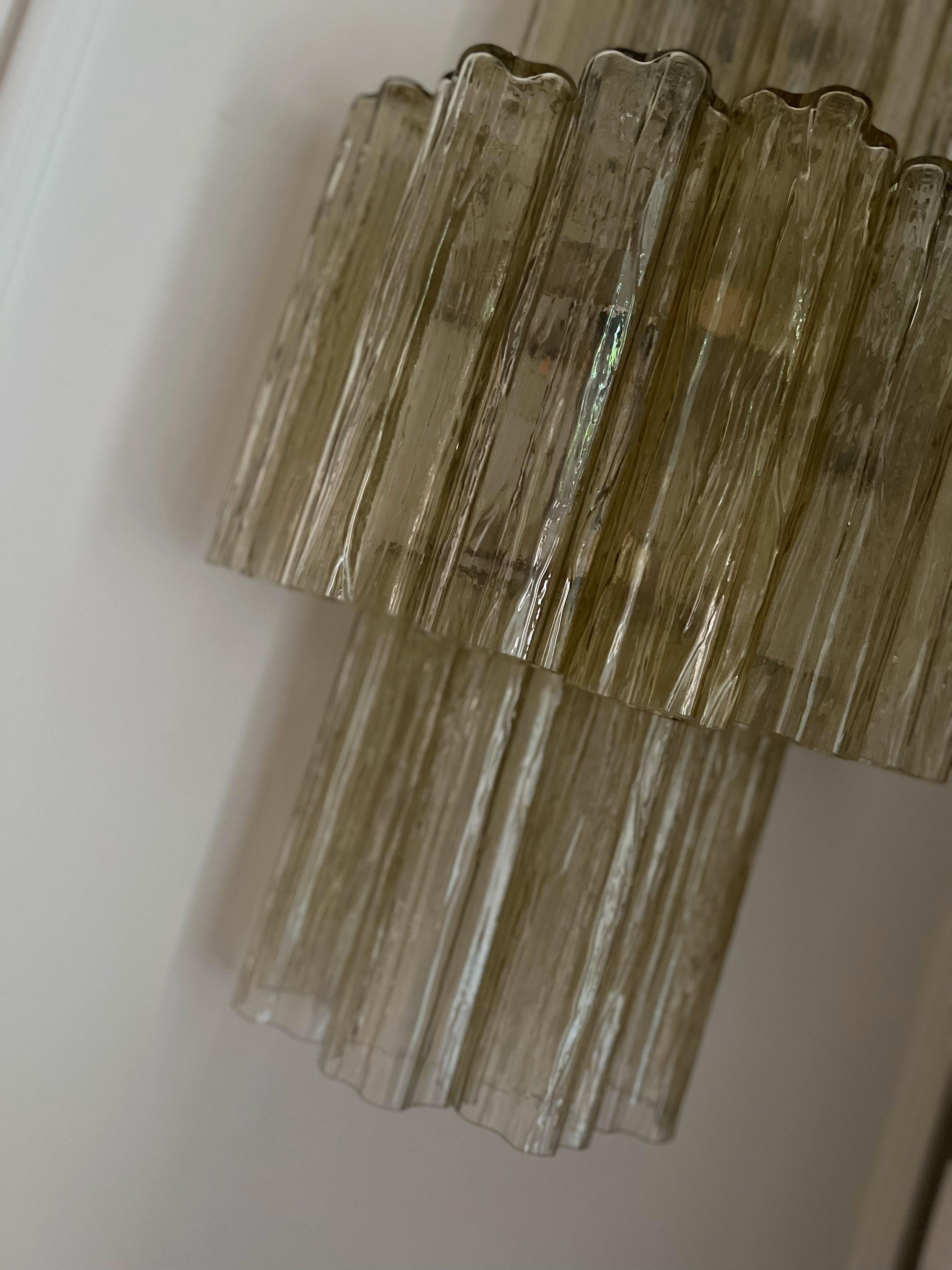 Pair of Large Bold Murano Glass Wall Sconces in honey - amber -yellow-tone For Sale 3