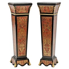 Pair of Large Boulle-Style Pedestals 19th Century Napoleon III