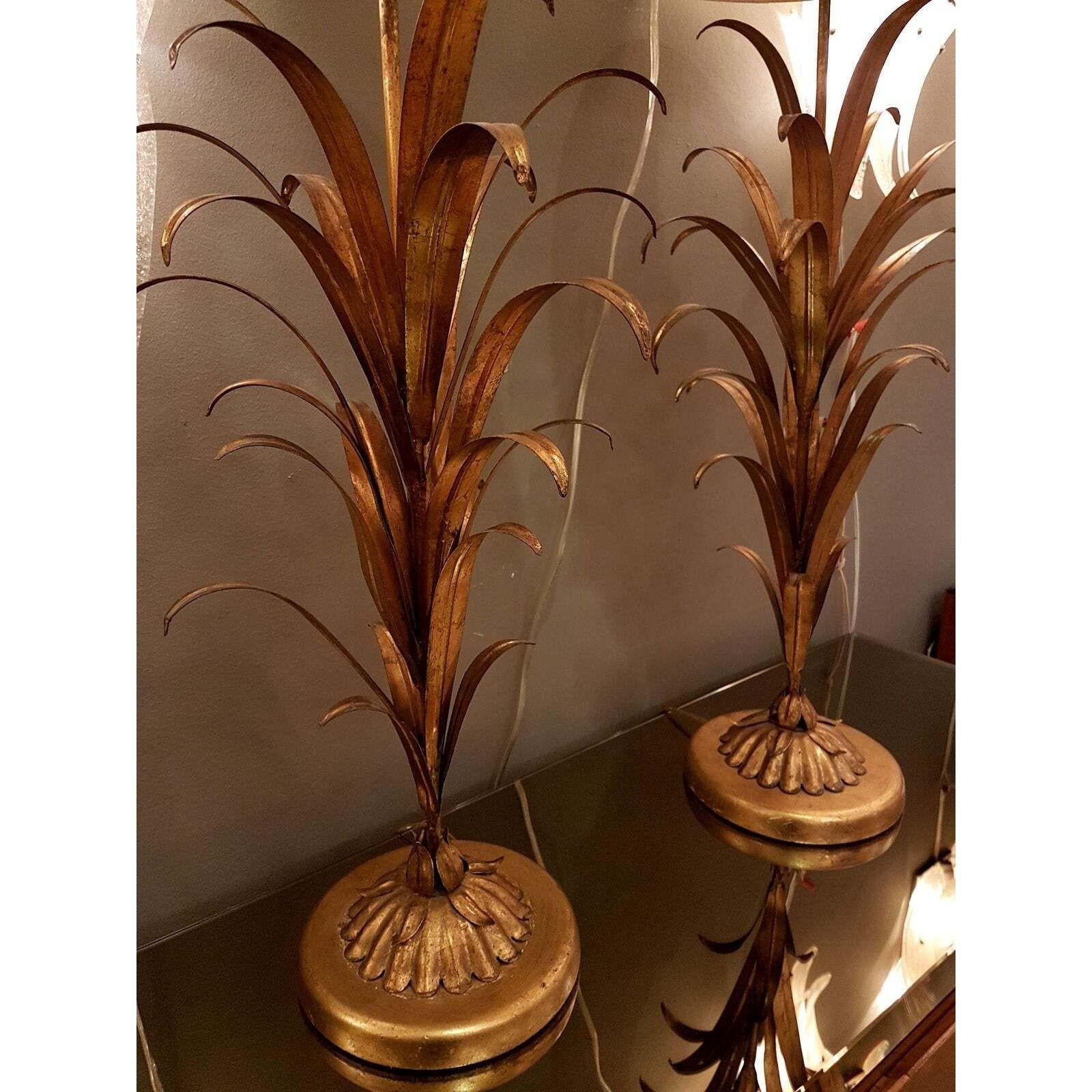 Gilt Mid Century Modern Bouquet Table Lamps - a pair