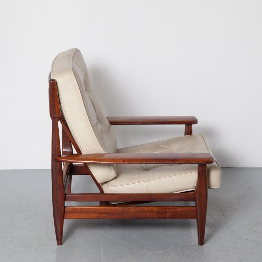 Pair of Large Brutalist Rosewood Lounge Chair by Brazilian Designer Jean Gillon For Sale 3