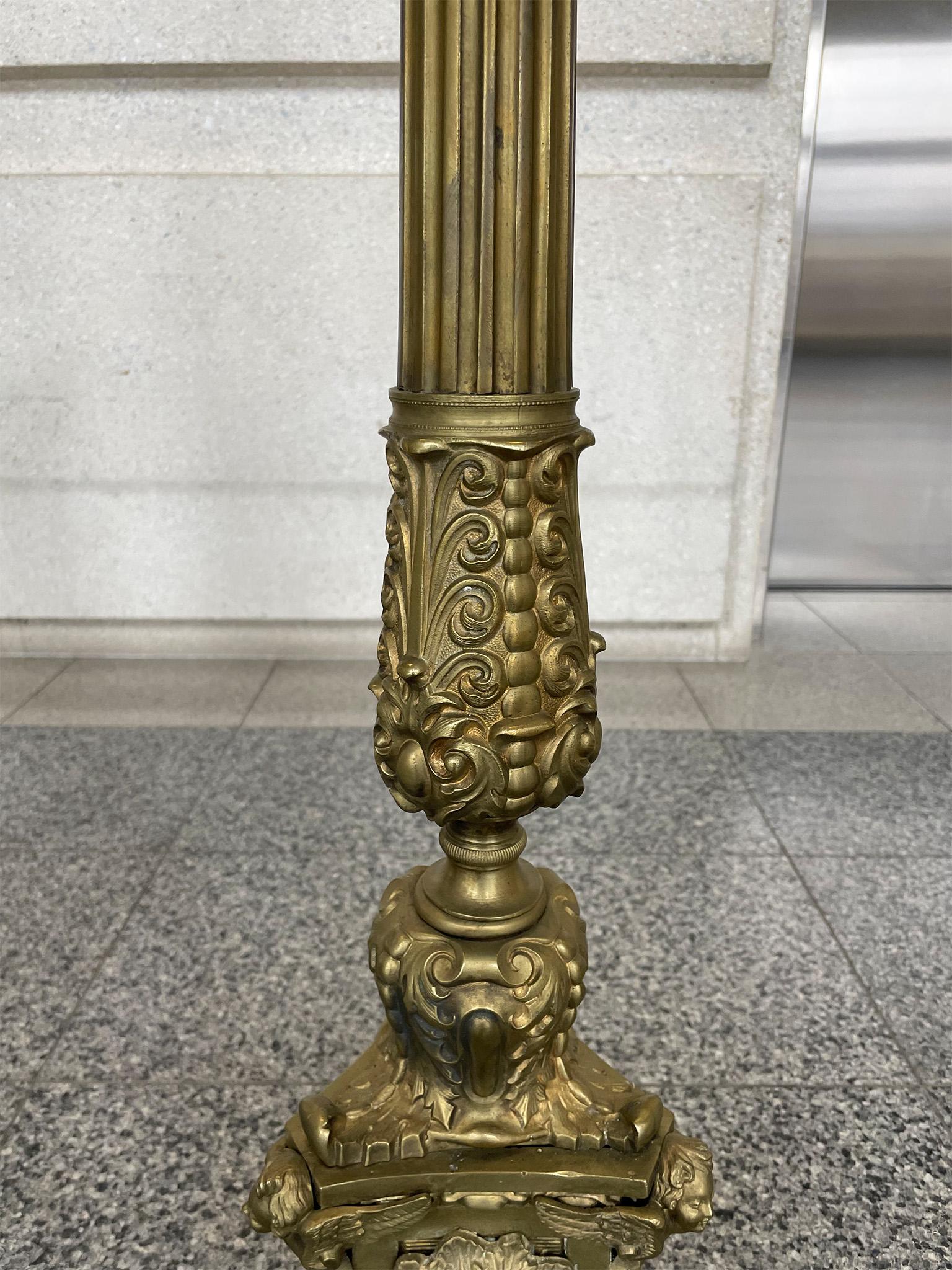 Pair of Large Brass Altar Candlesticks In Good Condition For Sale In New York, NY