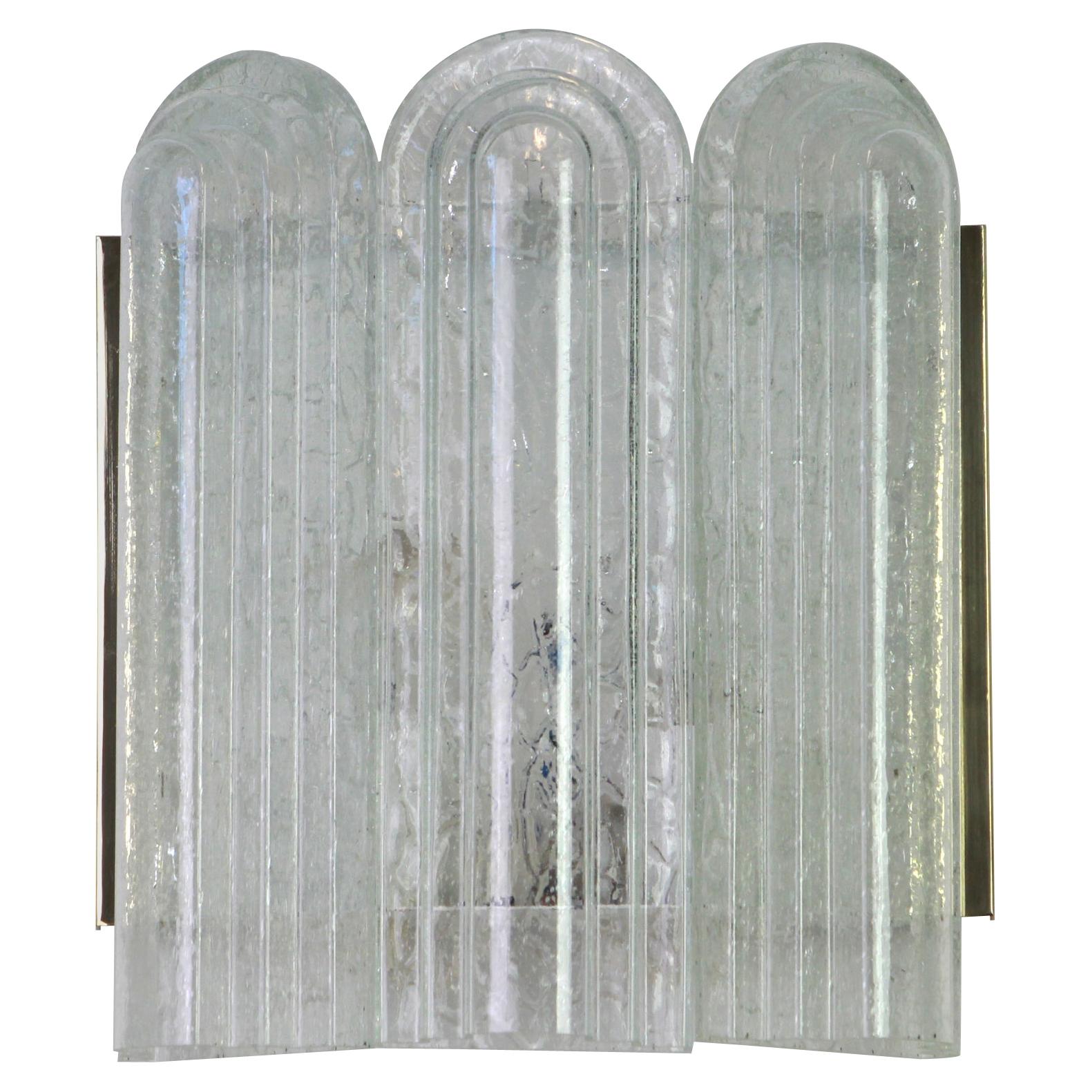 Pair of Large Brass and Murano Glass Wall Sconces by Doria, Germany, 1960s