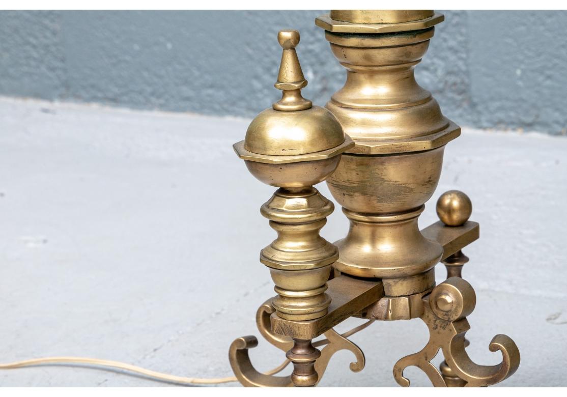 Pair Of Large  Brass Andirons Now Mounted As Table Lamps  For Sale 5