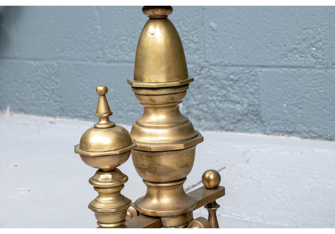 Pair Of Large  Brass Andirons Now Mounted As Table Lamps  For Sale 2