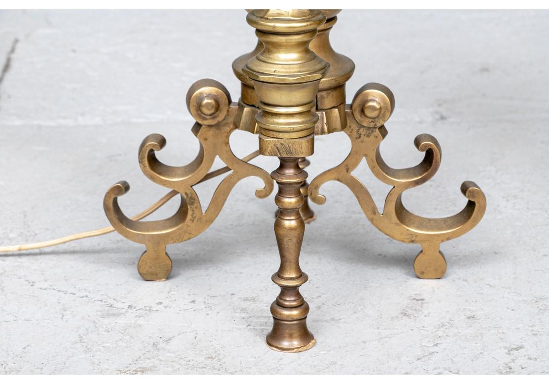 Pair Of Large  Brass Andirons Now Mounted As Table Lamps  For Sale 4