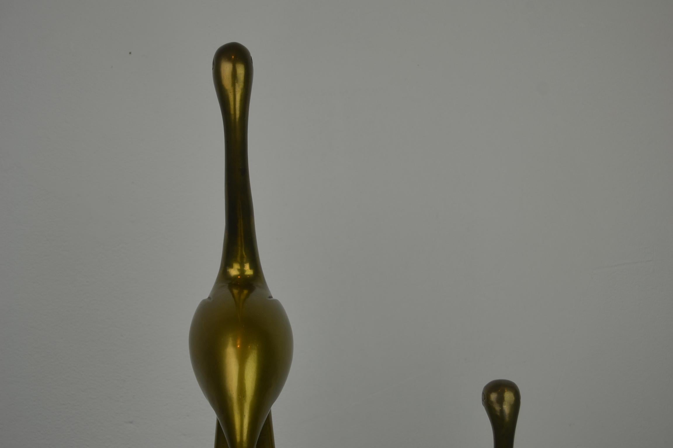 Brass Pair of Large Crane Bird Sculptures, 1960s