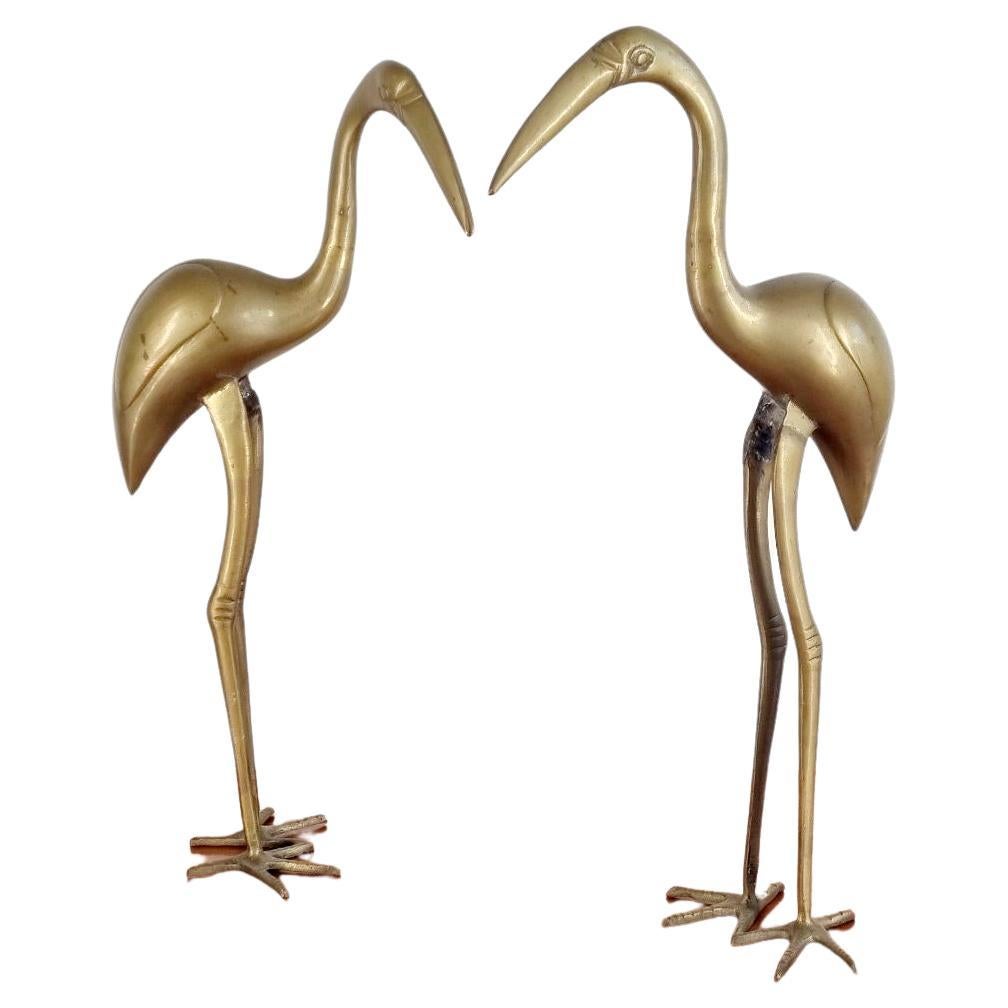 Pair of large brass flamingos from the 70s era.
In very good condition with phantastic realistic details.

Dimensions:

Height 51 cm
Width 10 cm
Depth 28 cm