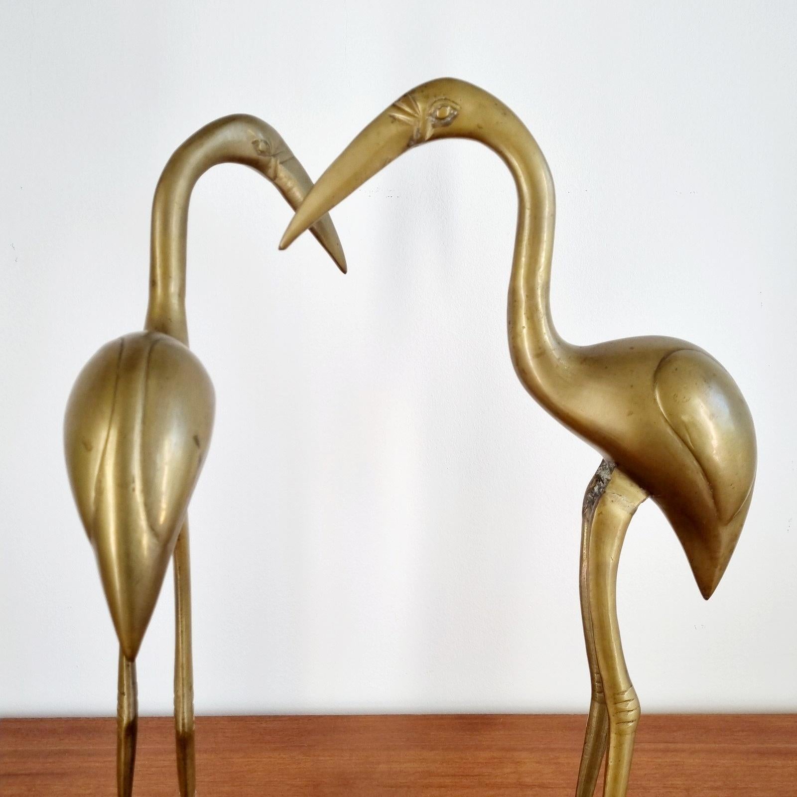 Pair of Large Brass Flamingo Statues, Italy 70s For Sale 1