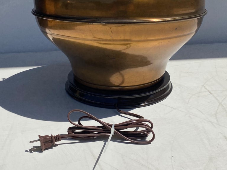 Pair of Large Brass Ginger Jar Lamps For Sale 2