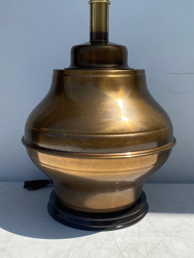 Late 20th Century Pair of Large Brass Ginger Jar Lamps For Sale