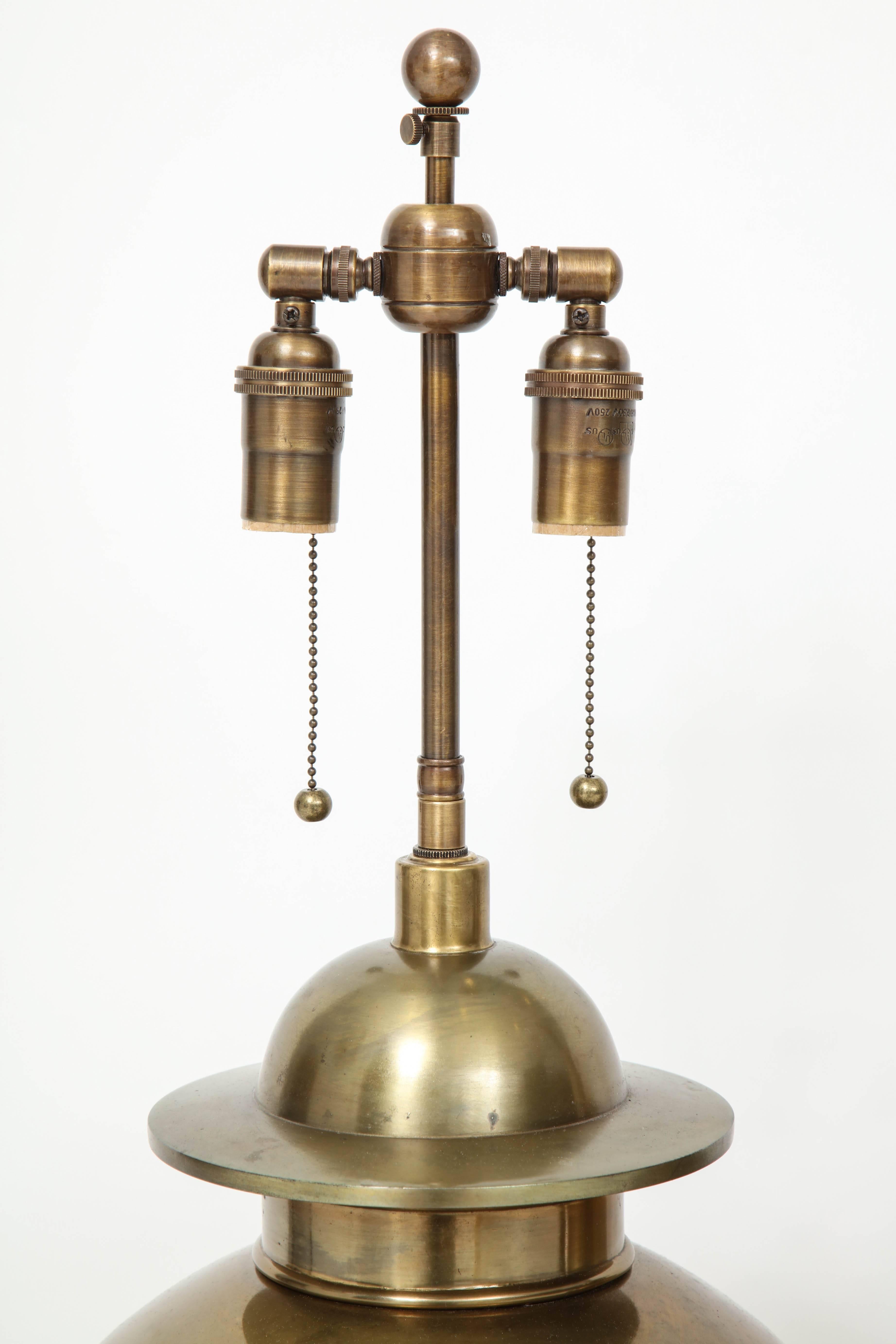 Pair of Large Brass Ginger Jar Lamps 3