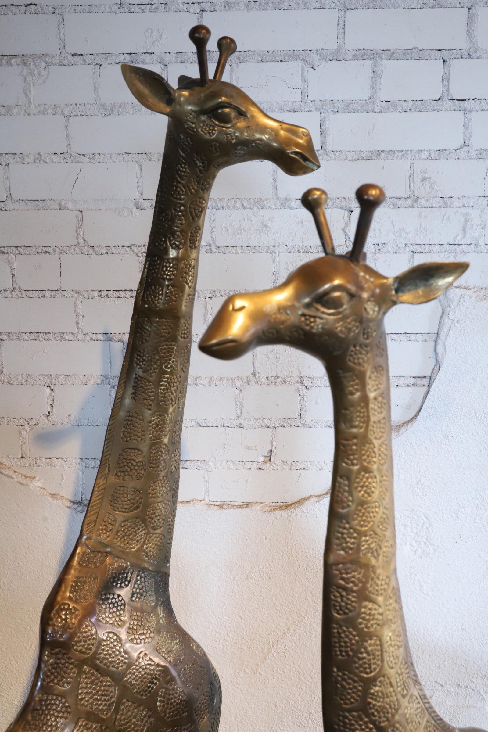 Pair of Large Brass Giraffes 8