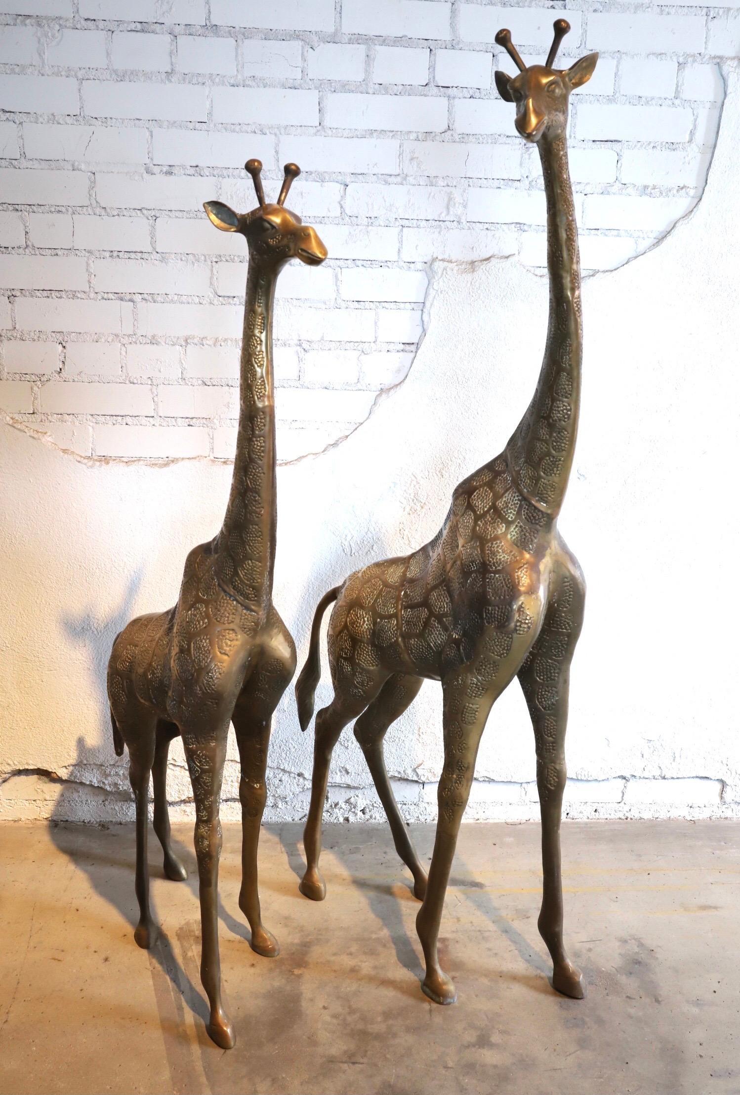 Pair of Large Brass Giraffes 11