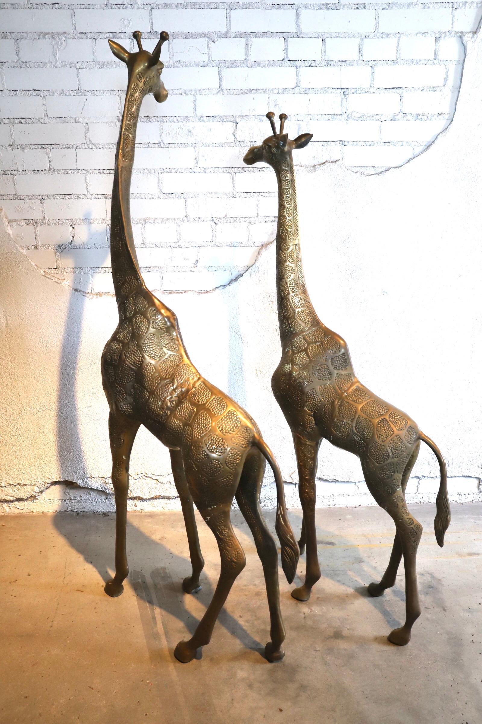 Pair of Large Brass Giraffes 1