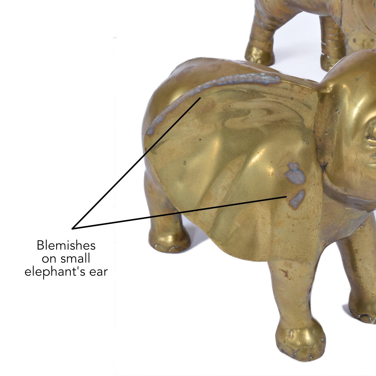 Paar große Elefanten-Skulpturenfiguren aus Messing, Good Luck, über 2ft hoch im Angebot 4