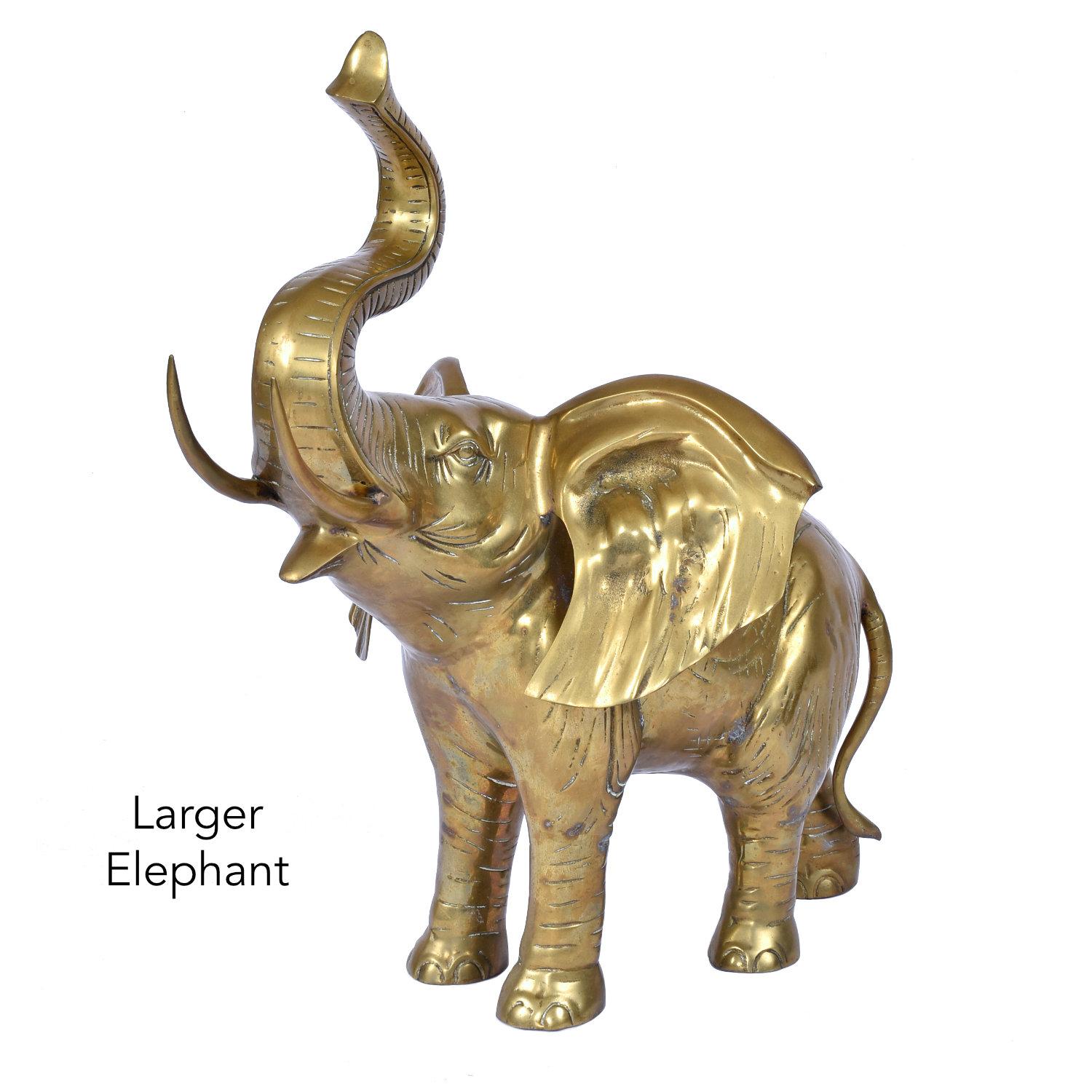 Paar große Elefanten-Skulpturenfiguren aus Messing, Good Luck, über 2ft hoch im Angebot 6