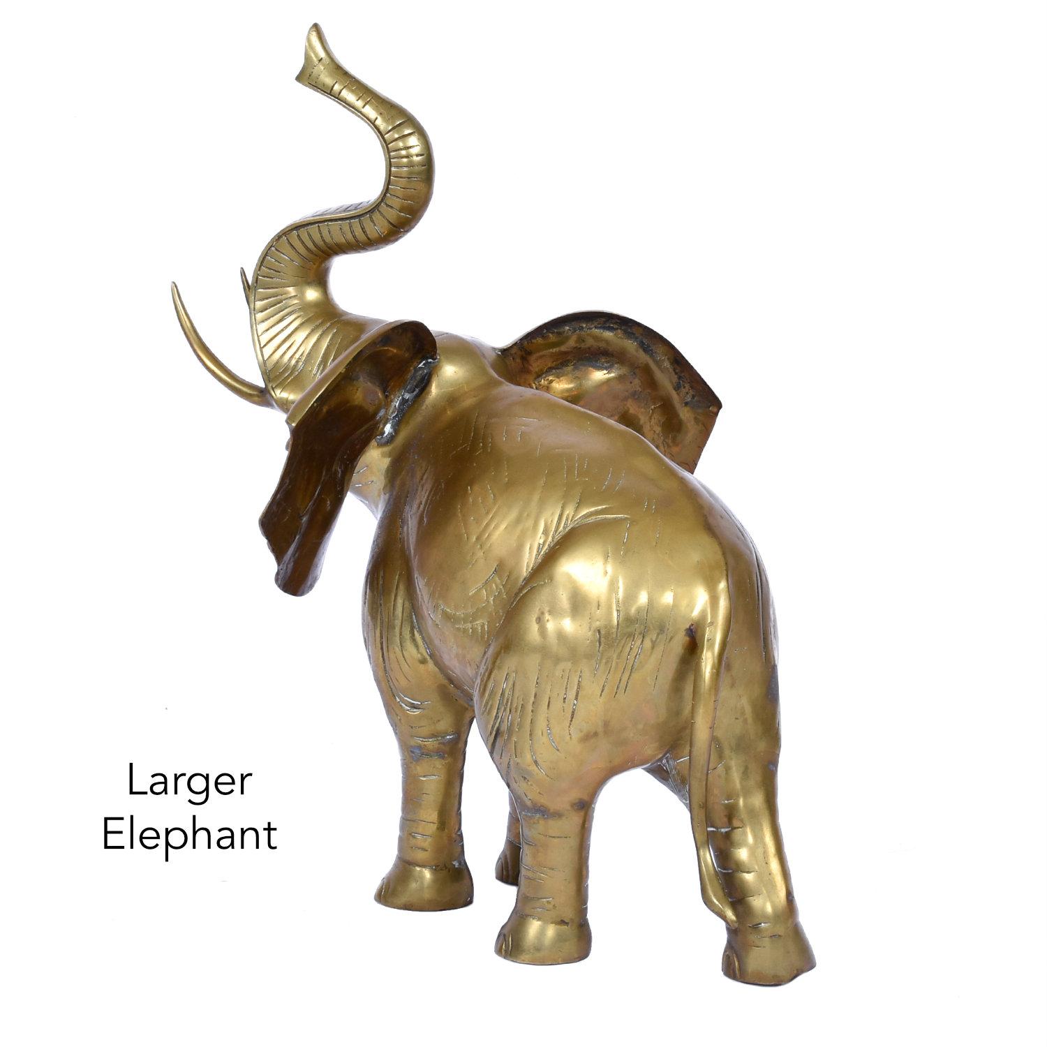 Paar große Elefanten-Skulpturenfiguren aus Messing, Good Luck, über 2ft hoch (Ende des 20. Jahrhunderts) im Angebot