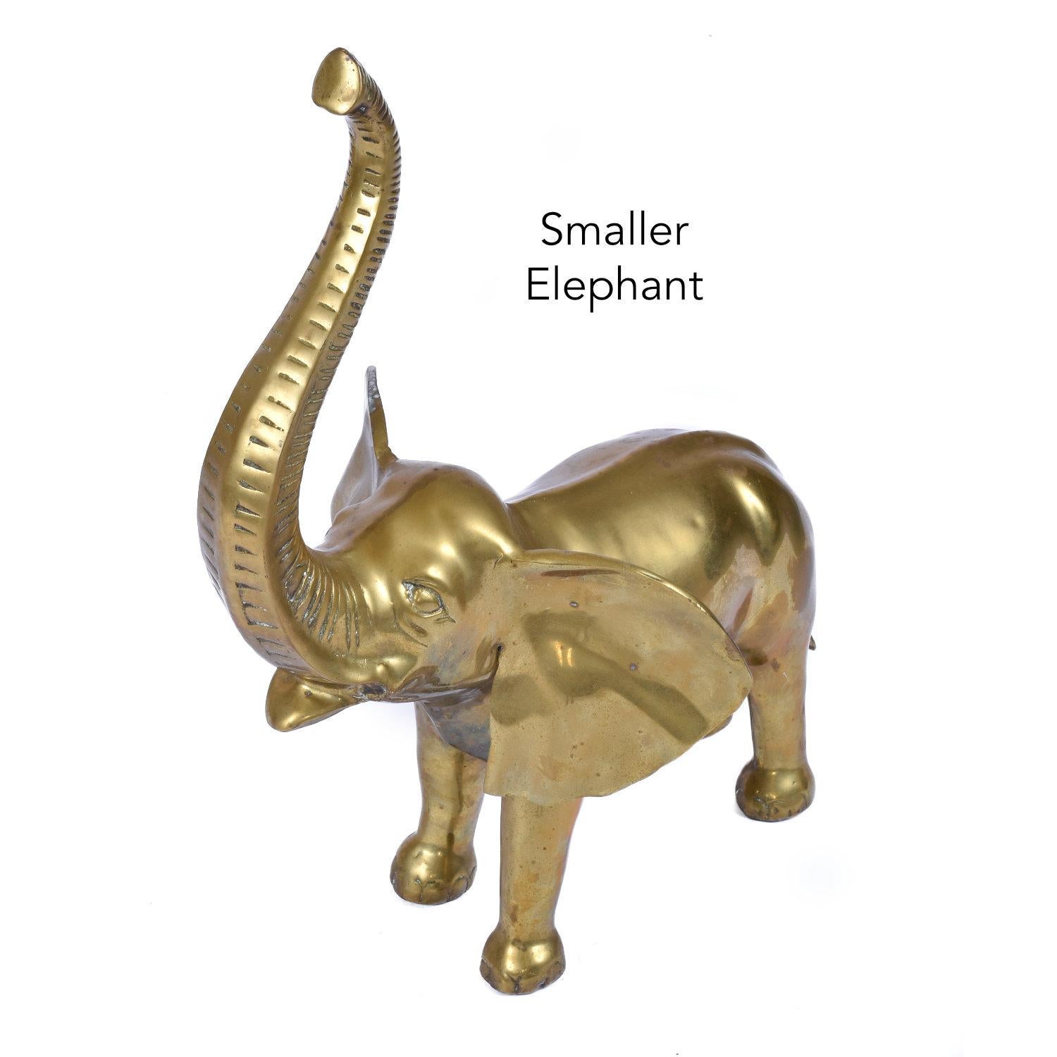 Paar große Elefanten-Skulpturenfiguren aus Messing, Good Luck, über 2ft hoch im Angebot 1