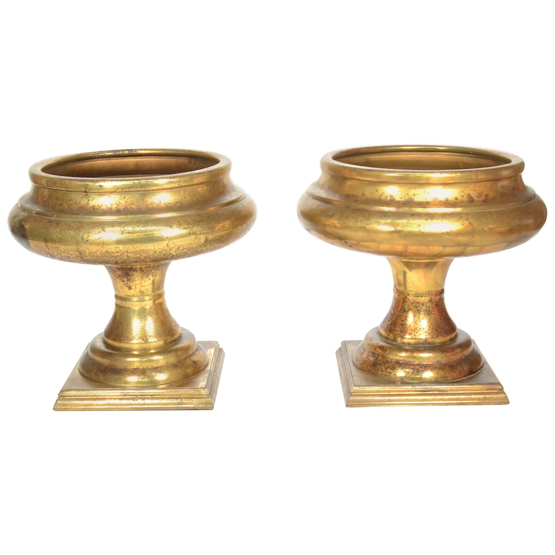 Pair of Large Brass Jardinière For Sale